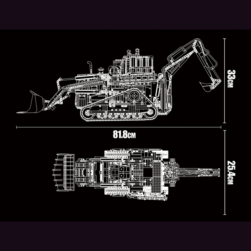 Mould King 17023 - RC Pneumatic Bulldozer - vue 5 | Power Blockz