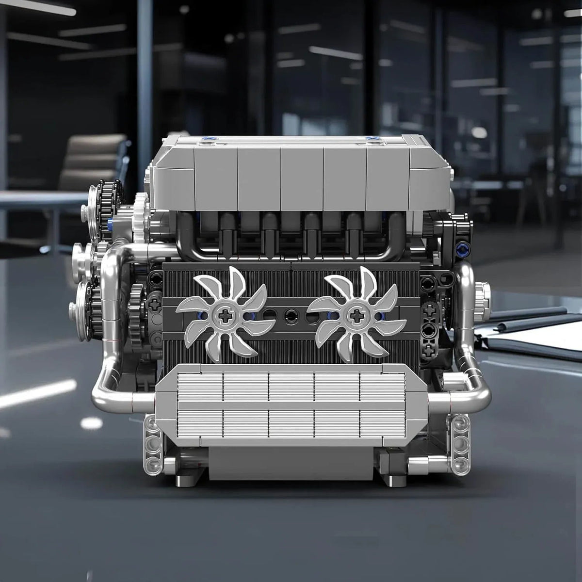 Mould King 10213 - Motorised Inline-6 German Engine - vue 3 | Power Blockz