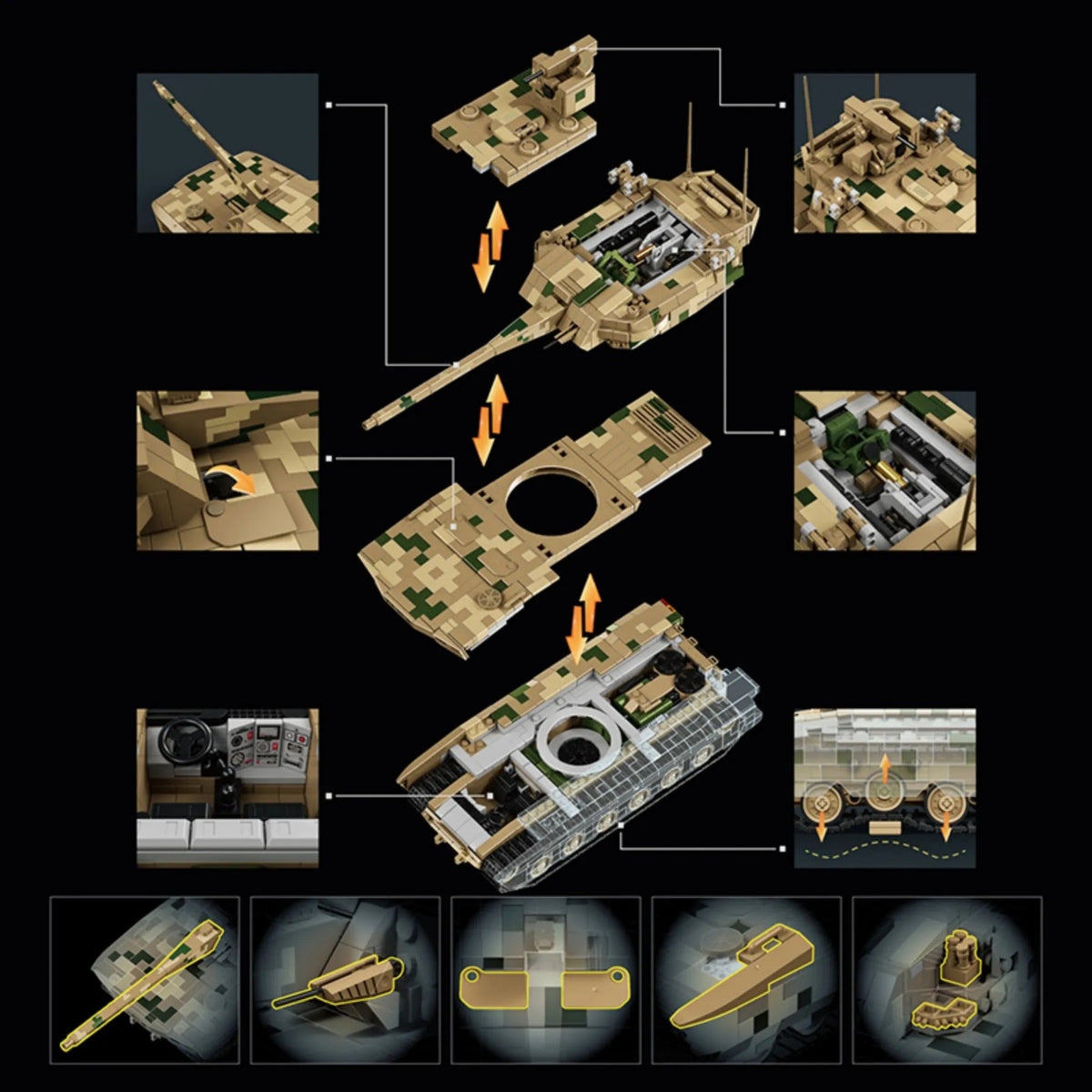 97033 - Type 100 Battle Tank - vue 6 | Power Blockz