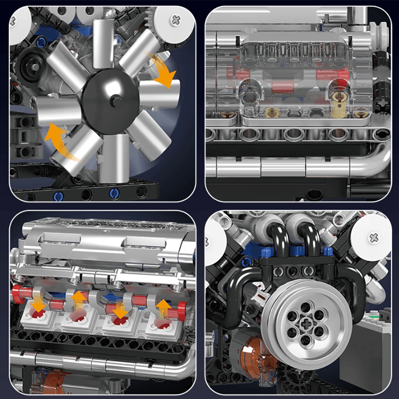 Mould King 10188 - Motorized V8 Muscle Engine - vue 4 | Power Blockz