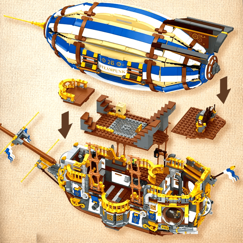 Jiestar JJ9126 - SteamPunk Airship - vue 2 | Power Blockz