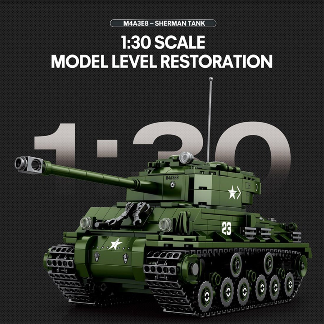 Reobrix 77030 - M4A3E8 Tank - vue 2 | Power Blockz