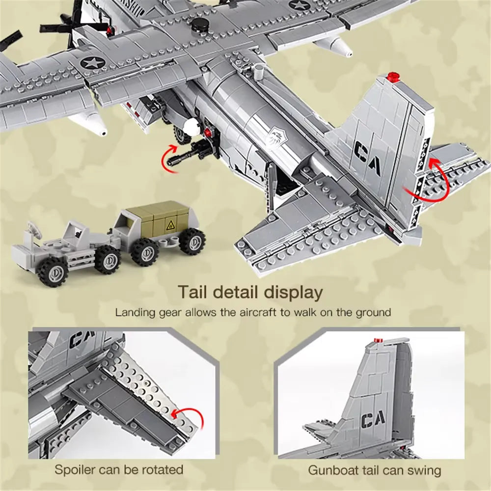 Xingbao XB-06023 - AC-130 Hercules Gunship Aircraft - vue 3 | Power Blockz