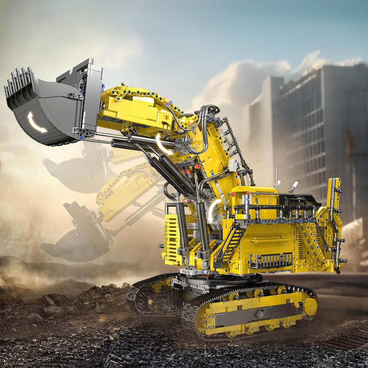 Mould King 17071 - Red - Heavy-Duty RC Excavator - vue 18 | Power Blockz