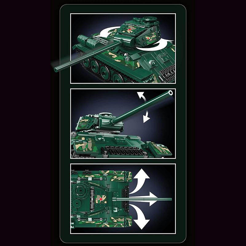 Mould King 20015 - Remote Controlled T-34 Tank - vue 7 | Power Blockz