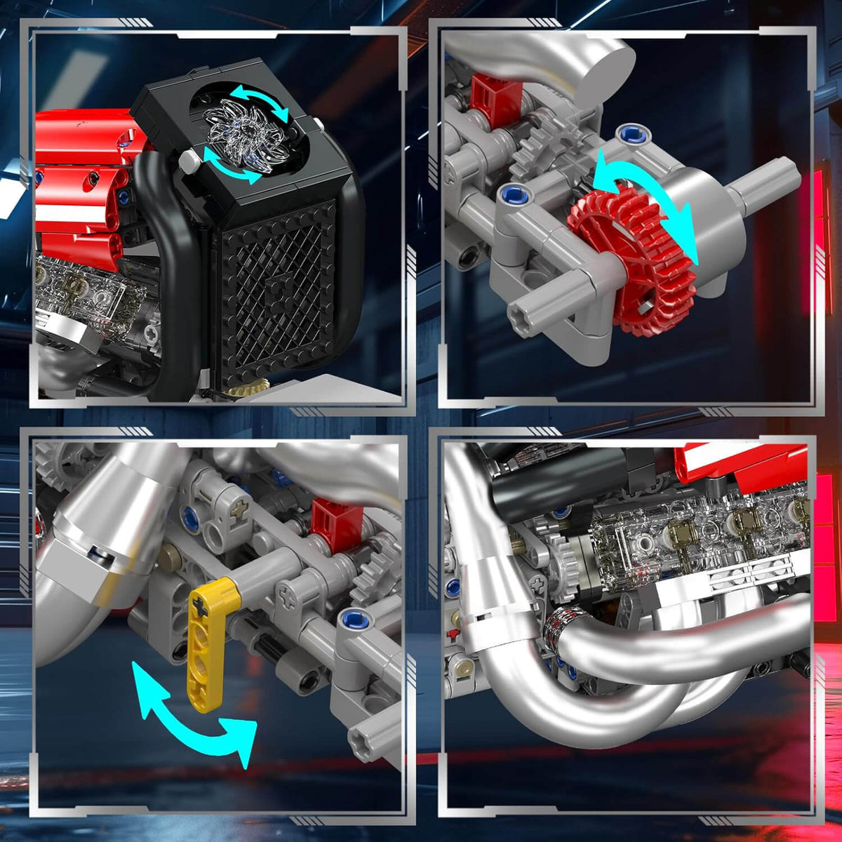Mould King 10188 - V8 Formula 1 Engine - vue 6 | Power Blockz