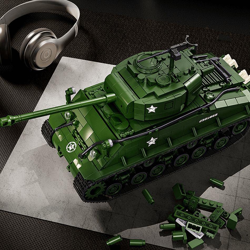 12GO 97010 - M4 Sherman Battle Tank - vue 3 | Power Blockz