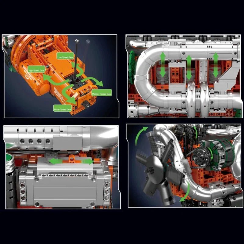 Mould King 10200 - Scania Truck engine & Transmission - vue 6 | Power Blockz