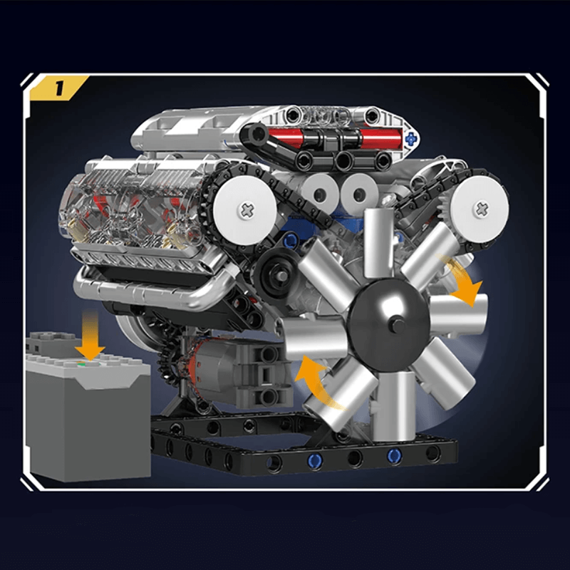 Mould King 10188 - Motorized V8 Muscle Engine - vue 10 | Power Blockz