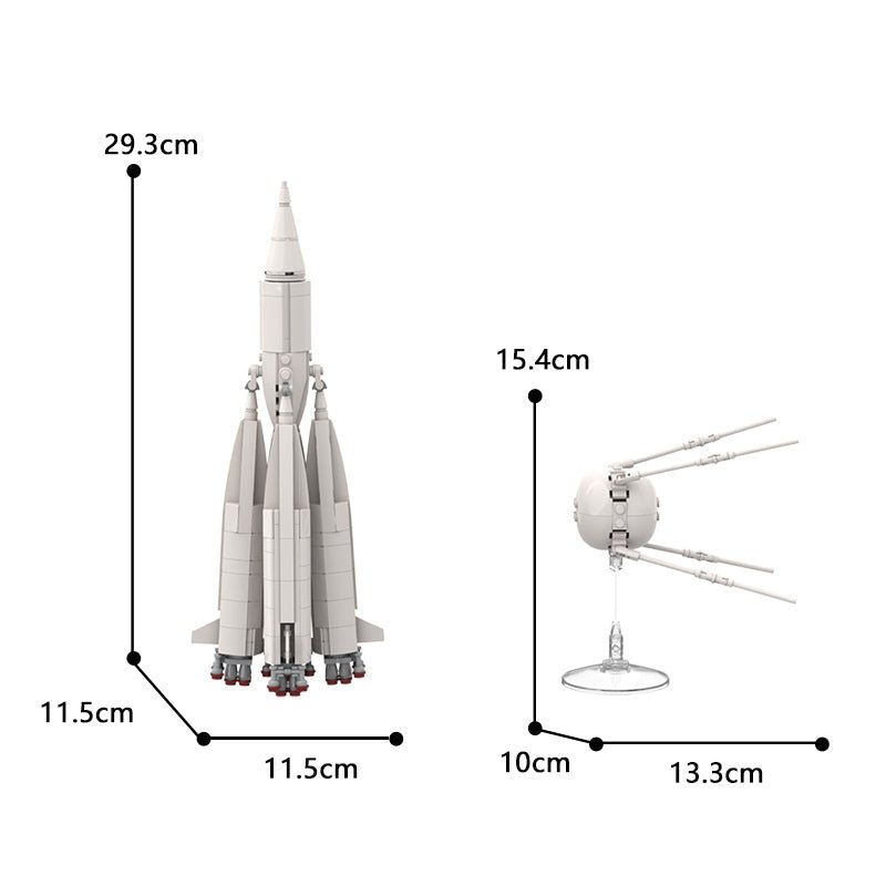 Gobricks MOC-89549 - Sputnik 1 & R-7 rocket 8K71PS M1-1PS - vue 7 | Power Blockz