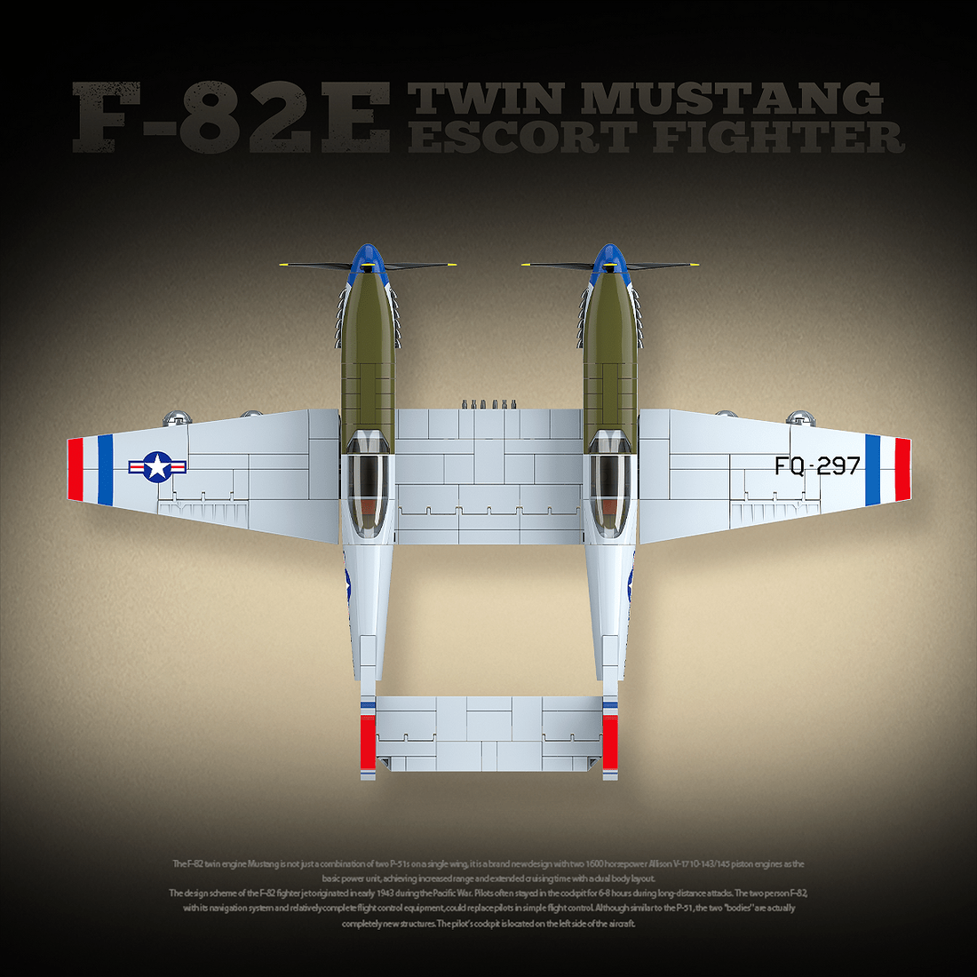 Quanguan 100281 - Twin-Fuselage Escort Fighter - vue 2 | Power Blockz