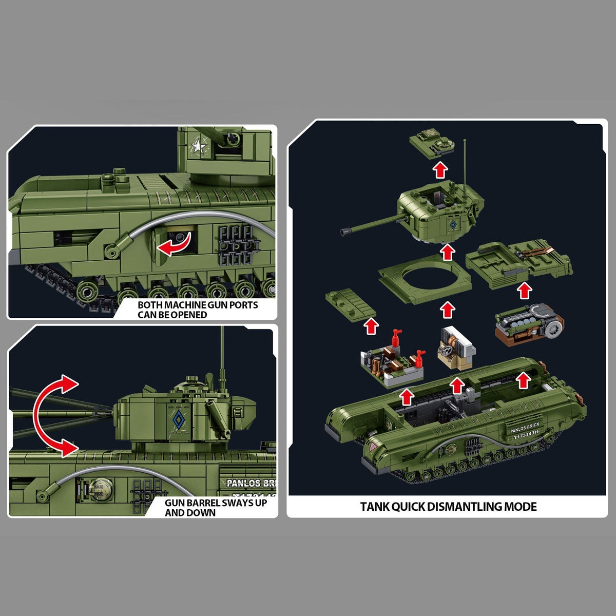 Panlos 632014 - Churchill tank - vue 4 | Power Blockz