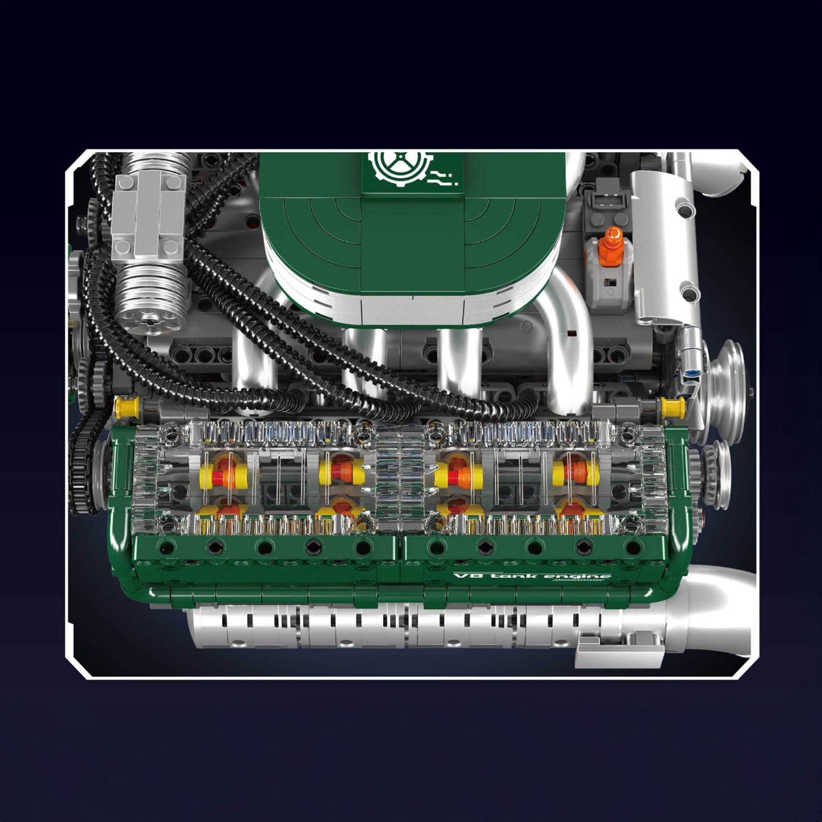 Mould King 10182 - Functional V8 Tank Engine - vue 9 | Power Blockz