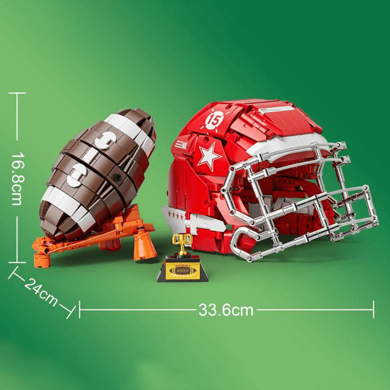 DK 80020 - US Football Helmet and Ball - vue 3 | Power Blockz