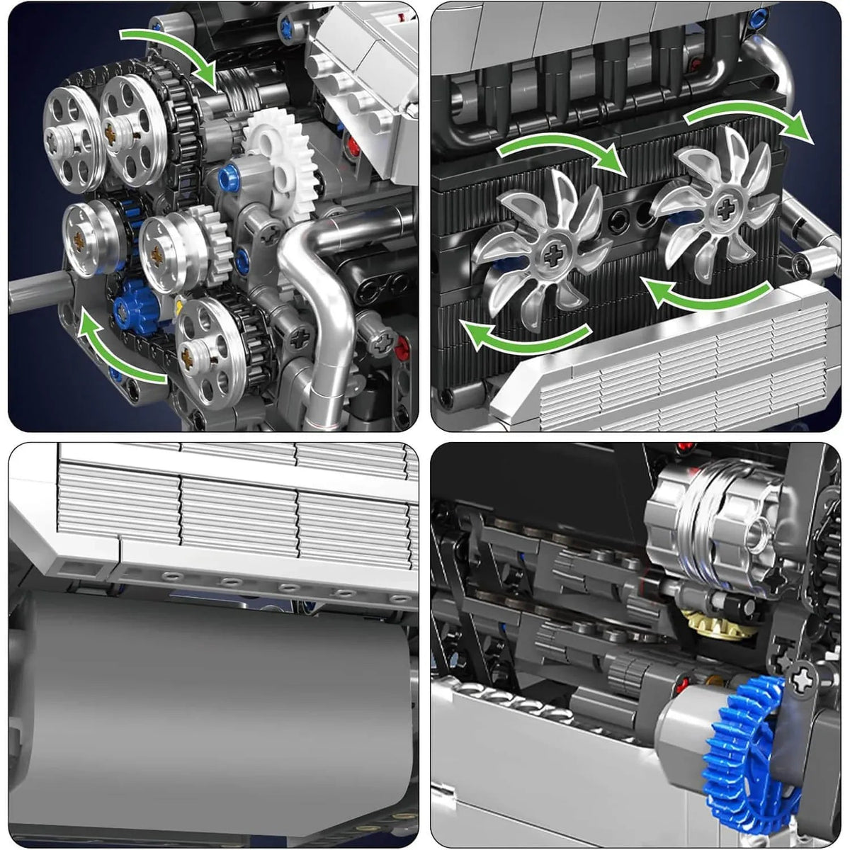 Mould King 10213 - Motorised Inline-6 German Engine - vue 4 | Power Blockz