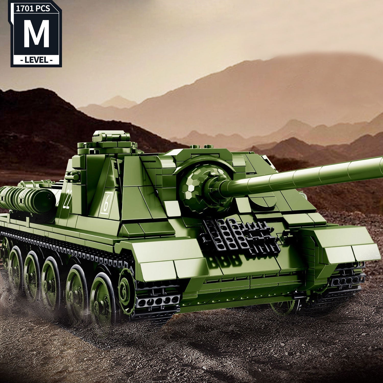 Spebrick 632022 - SU-100 tank - vue 2 | Power Blockz