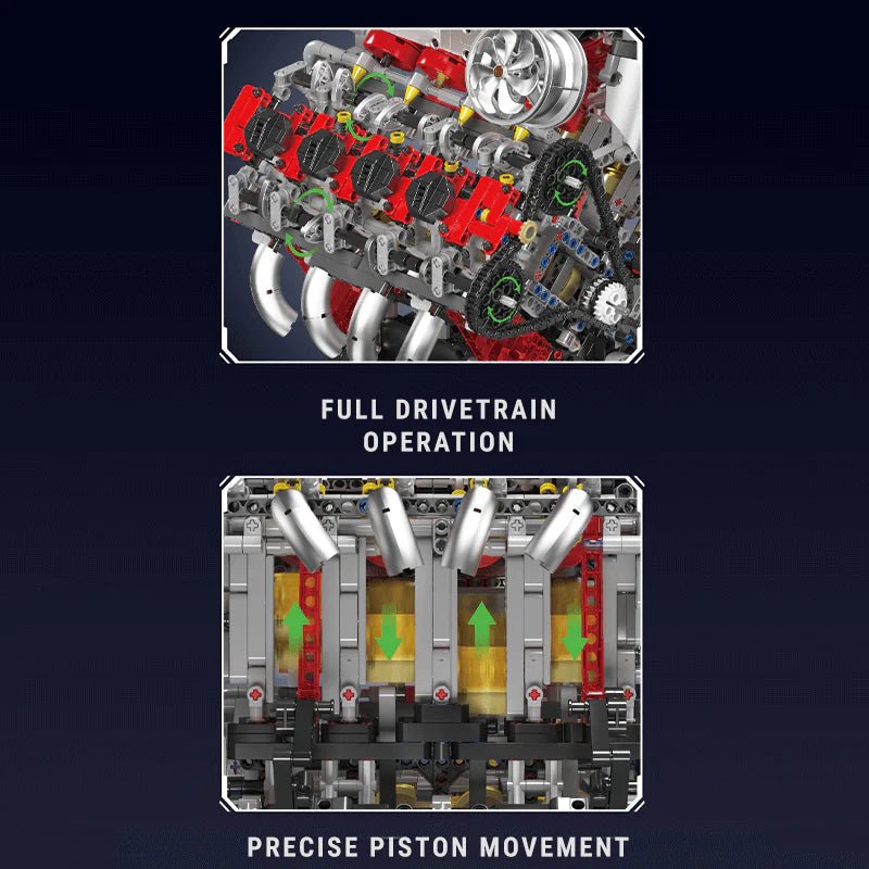 Mould King 10130 - Italian F488 V8 Engine - vue 6 | Power Blockz