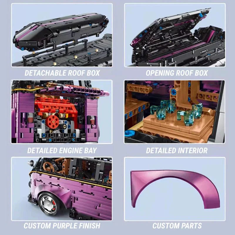 TGL T5022P - Static Version - Purple - Stanced VW Retro Camper Van - vue 7 | Power Blockz
