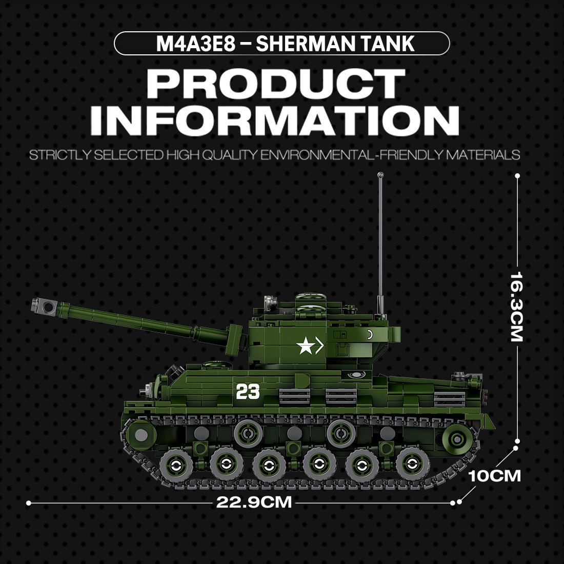 Reobrix 77030 - M4A3E8 Tank - vue 5 | Power Blockz