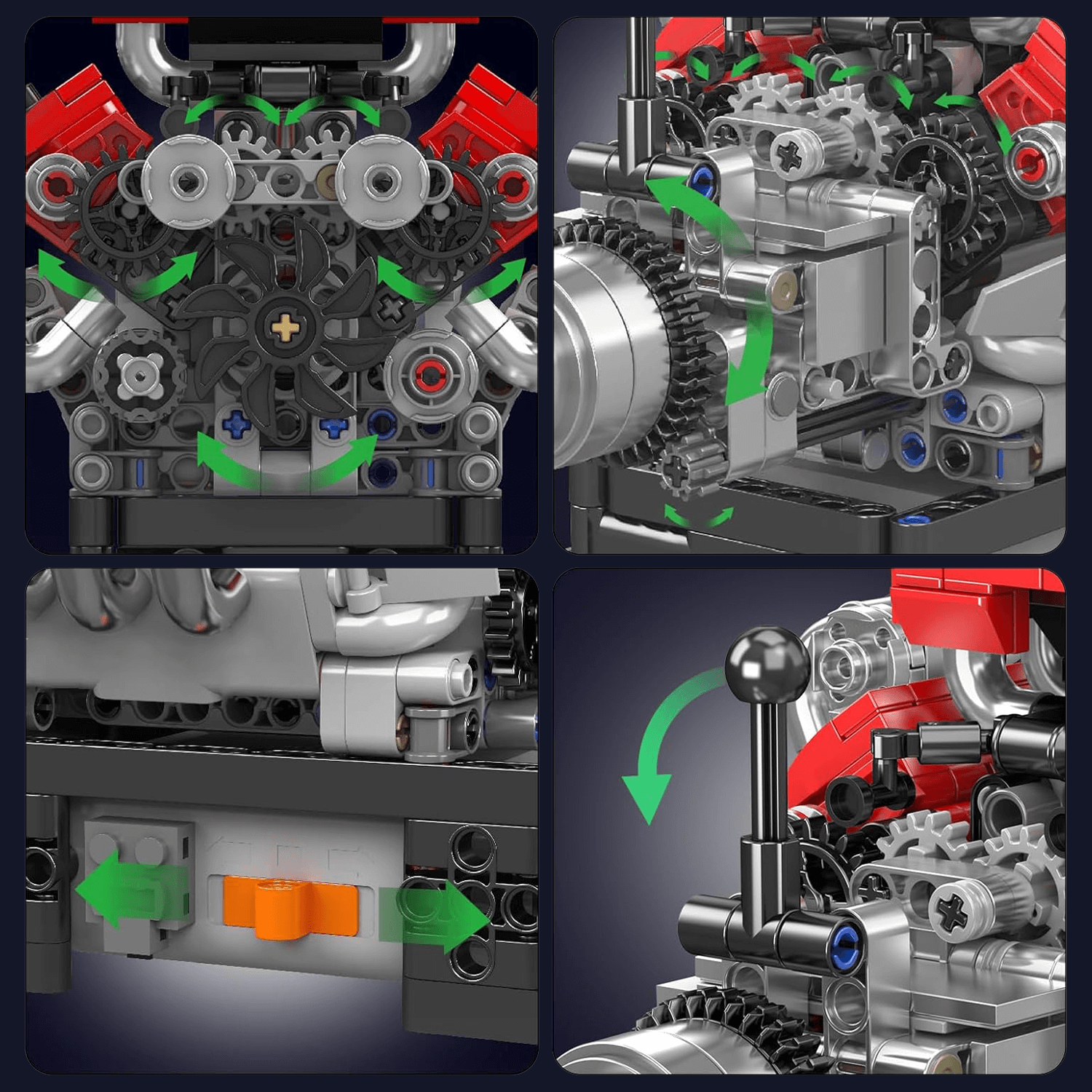 Mould King 10204 - Motorized V8 Supercar Engine - vue 4 | Power Blockz