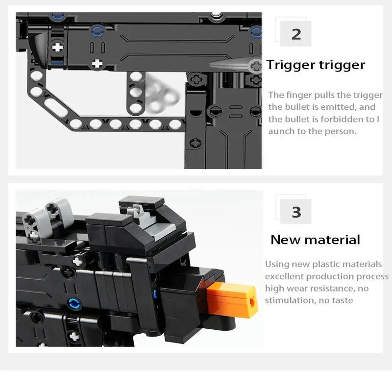 CaDa C81008W - Military UZI SMG - vue 6 | Power Blockz