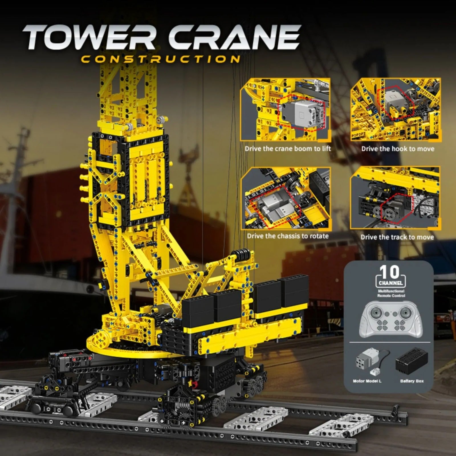 JIAODU JD149 - Construction Tower Crane - vue 3 | Power Blockz