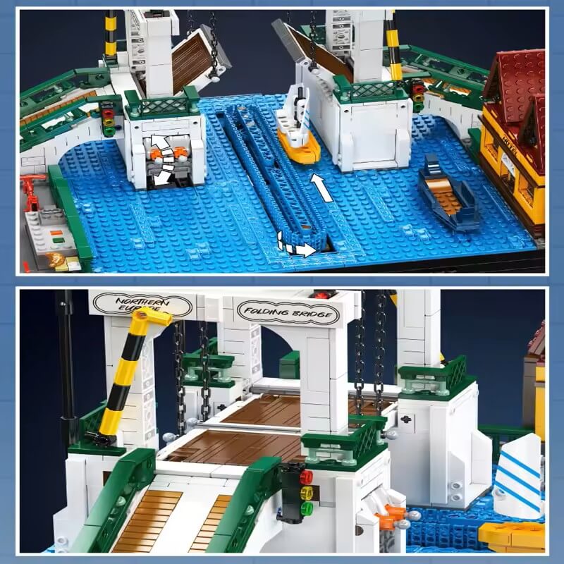 Mould King 16068 - Motorized Nordic Drawbridge - vue 6 | Power Blockz