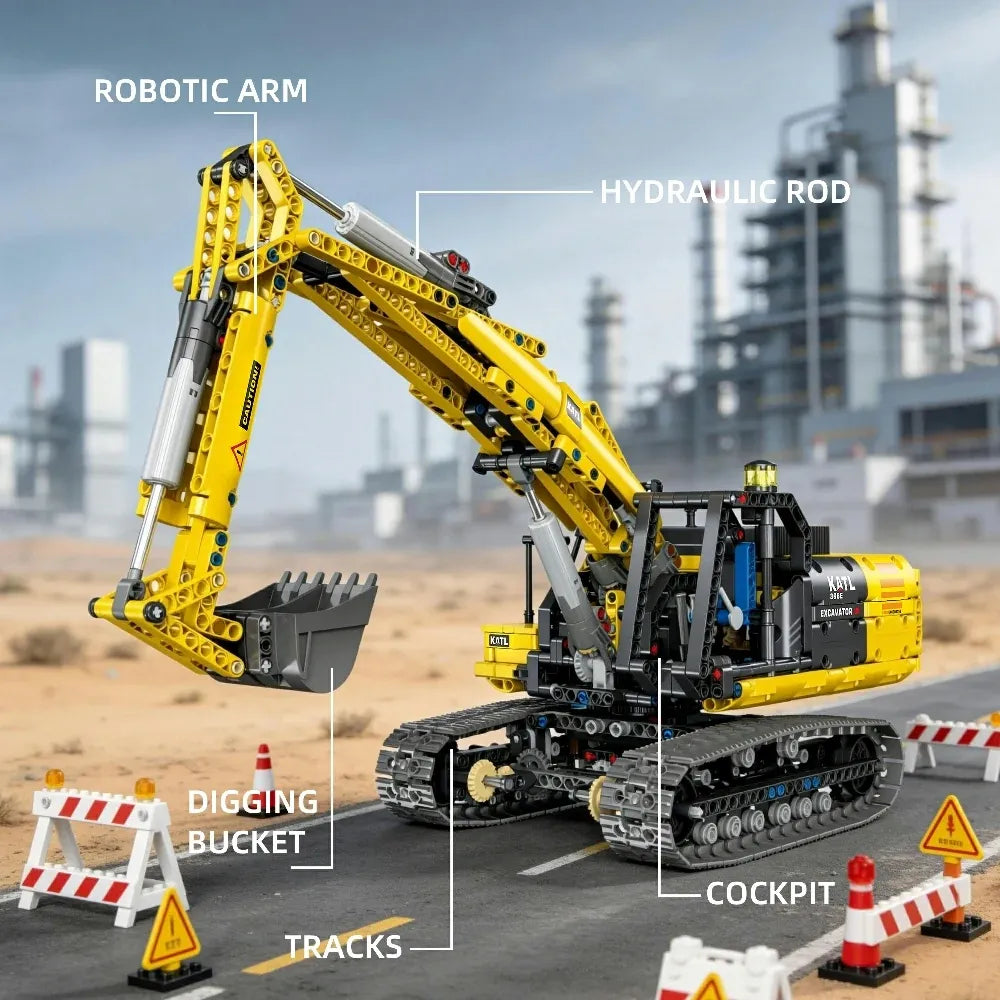 JIESTAR 57023 - Crawler Excavator - vue 4 | Power Blockz