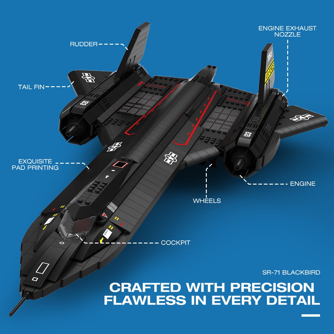 Reobrix 33041 - Sr71 Blackbird Tactical Aircraft - vue 6 | Power Blockz