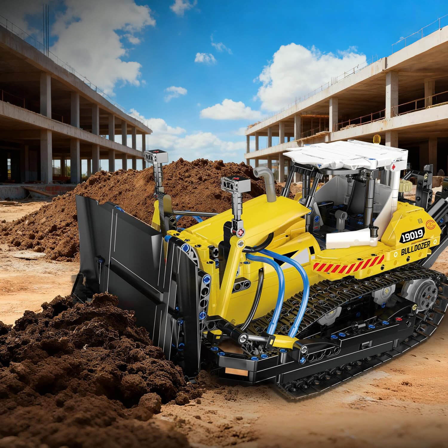Mould King 19019 - Professional Pneumatic Bulldozer - vue 6 | Power Blockz