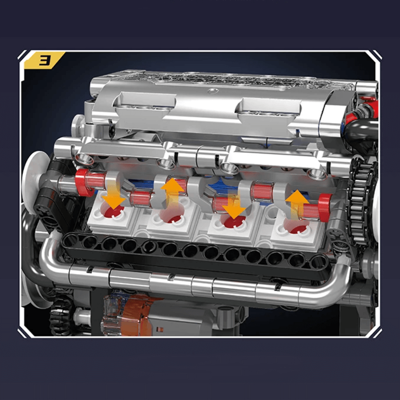 Mould King 10188 - Motorized V8 Muscle Engine - vue 2 | Power Blockz