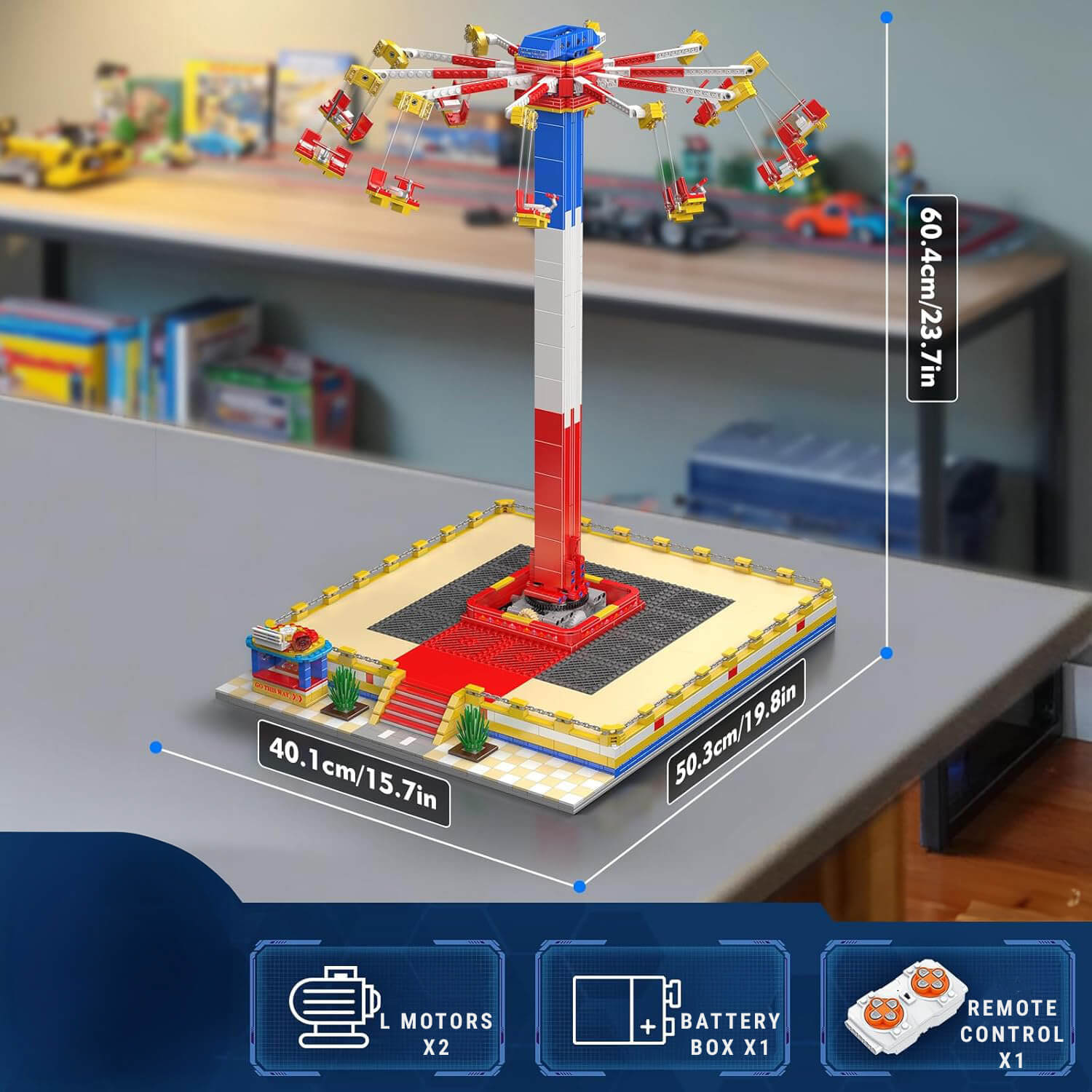 Mould King 11016 - Motorized Swing Carousel - vue 5 | Power Blockz
