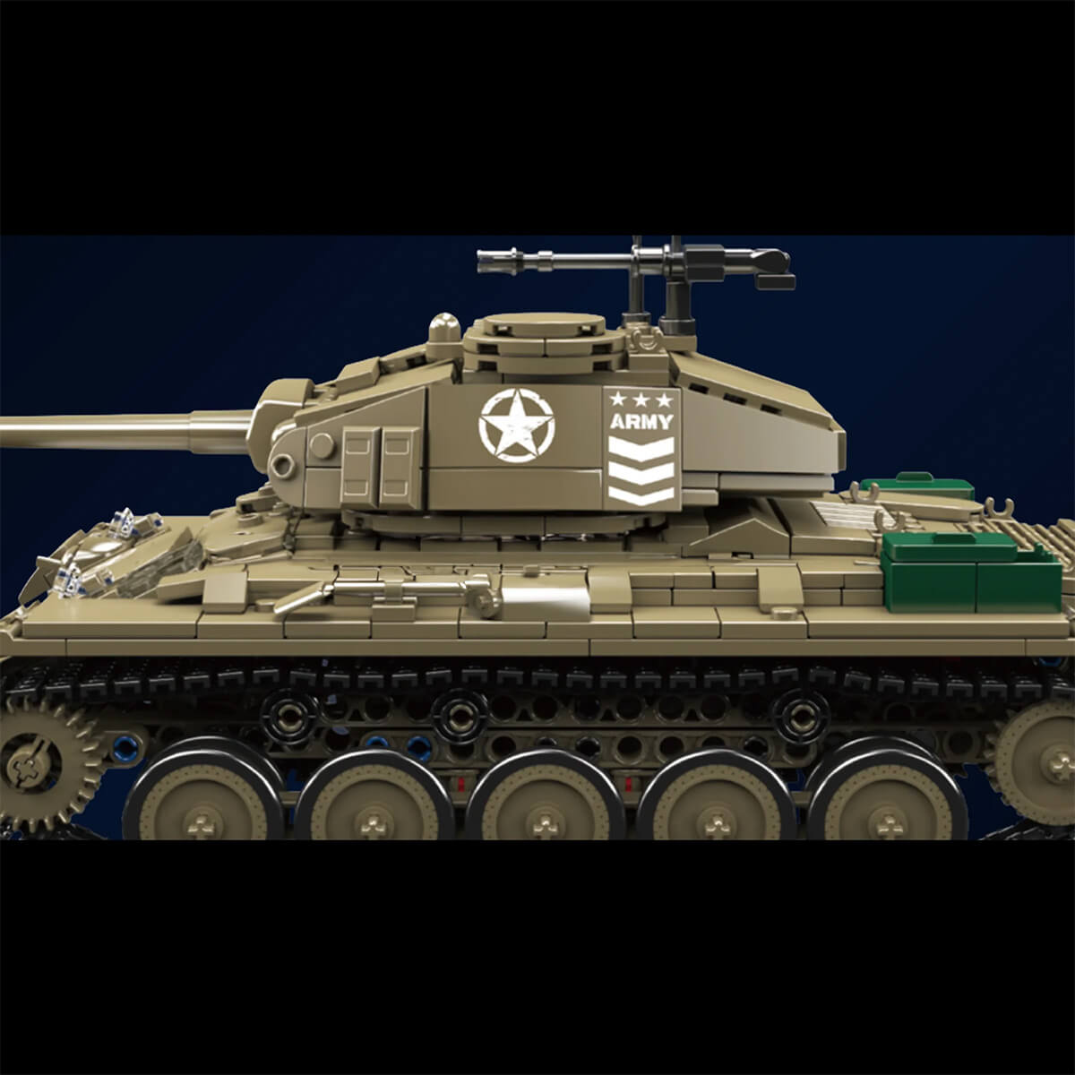 Mould King 20043 - M24 Chaffee Tank Remote Control - vue 3 | Power Blockz