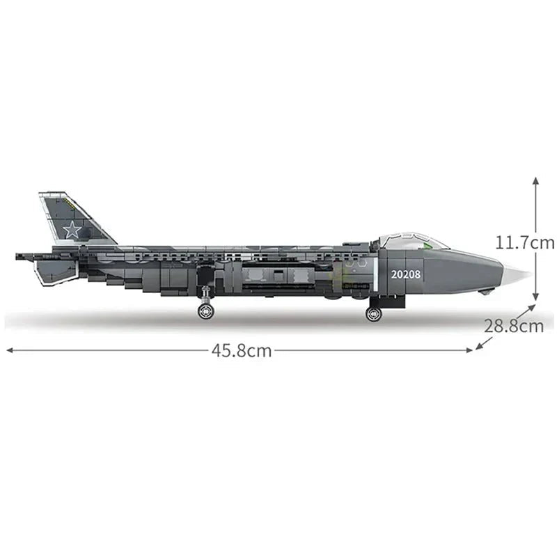 Sembo 202125 - J-20 Fighter Aircraft - vue 5 | Power Blockz