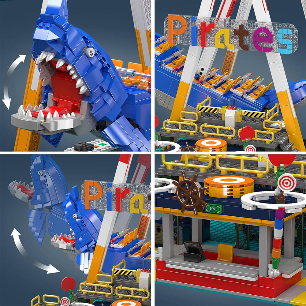 Mould King 11017 - Motorized Shark Swing Ride - vue 2 | Power Blockz