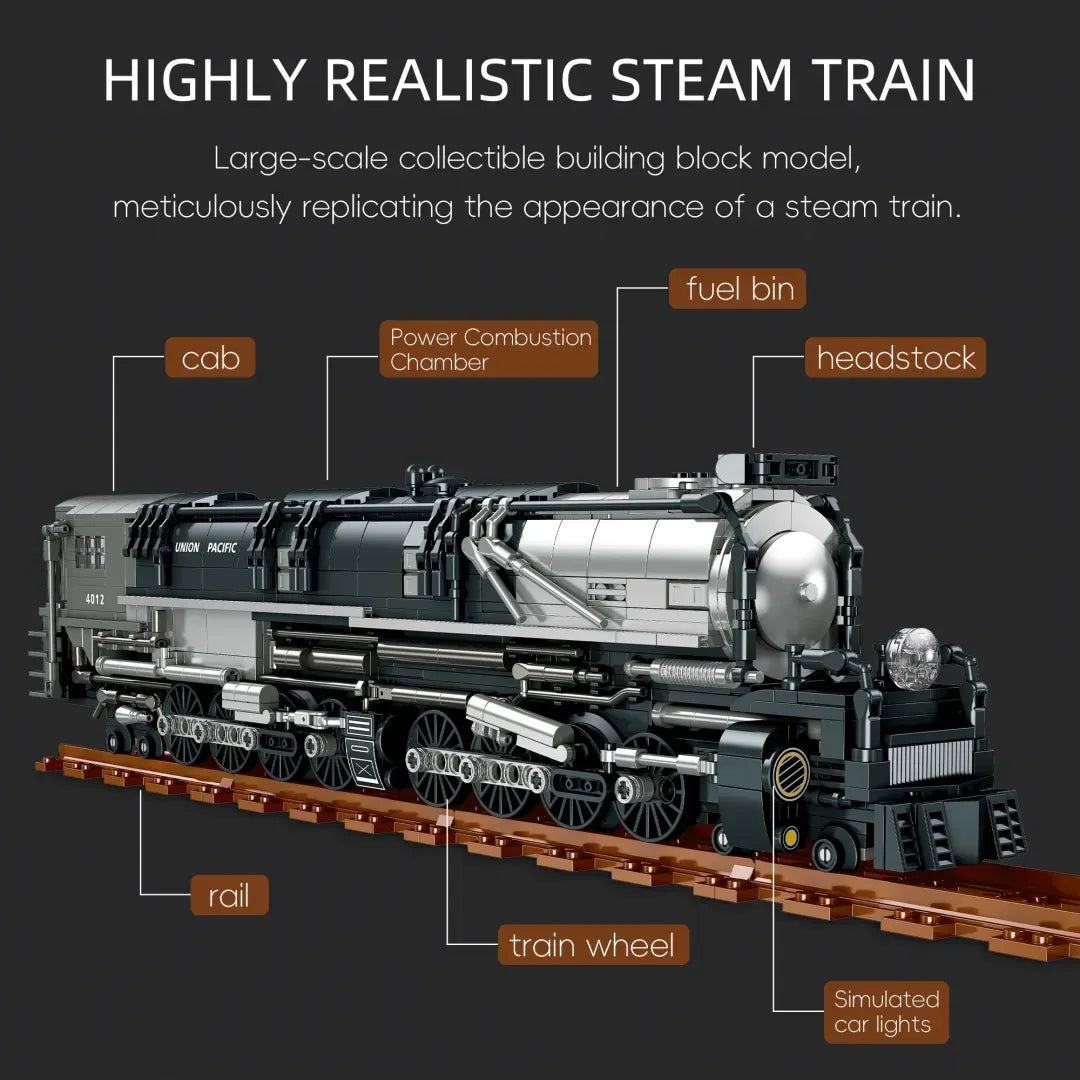 JIESTAR JJ9245 - Union Pacific Big Boi Steam Train - vue 6 | Power Blockz