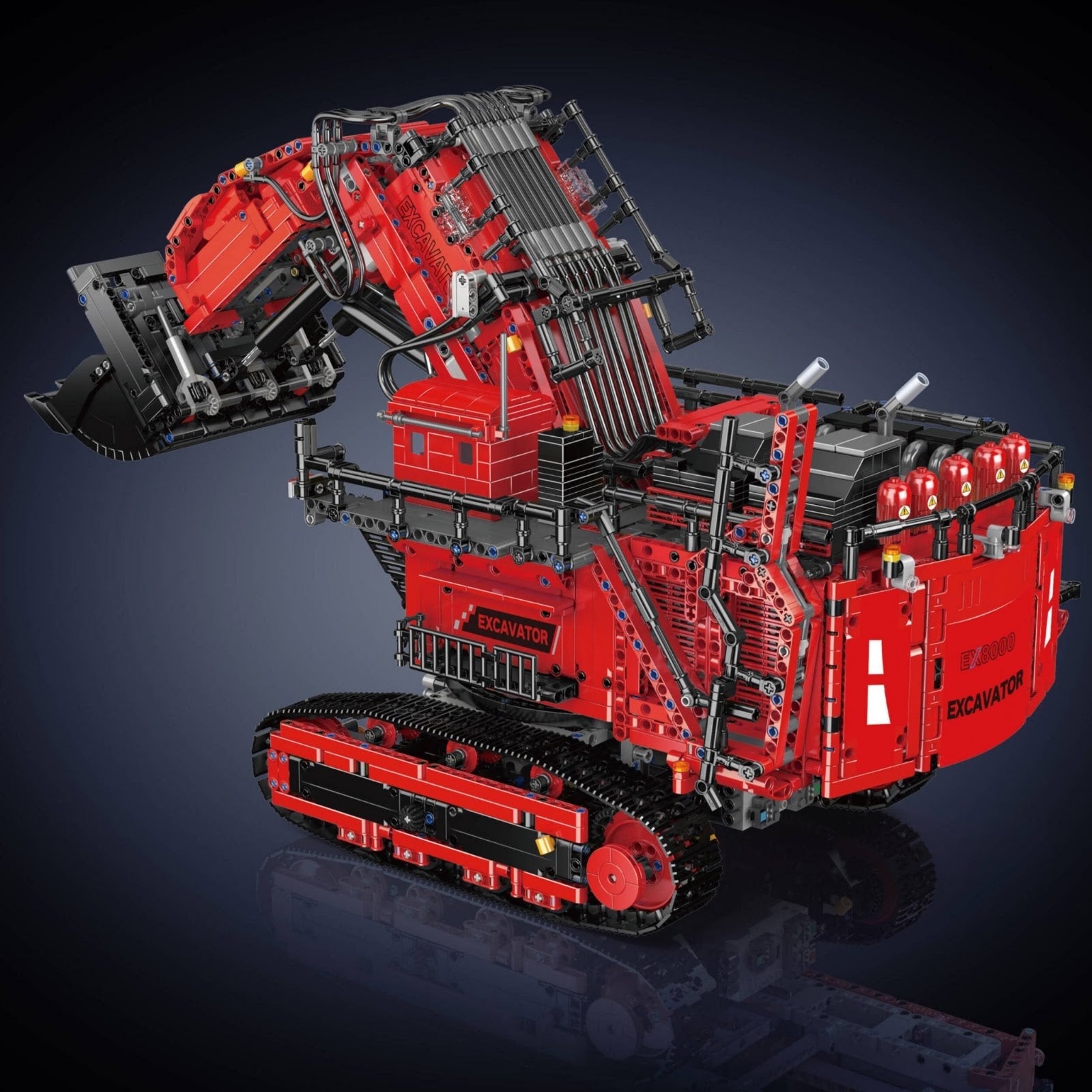 Mould King 17071 - Red - Heavy-Duty RC Excavator - vue 4 | Power Blockz