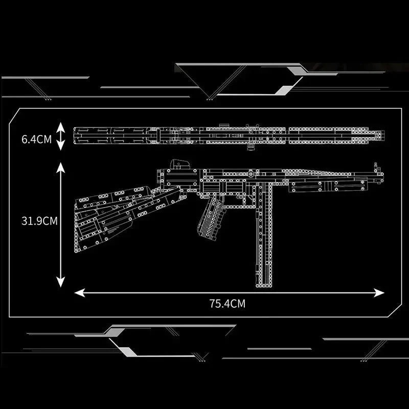 Mould King 14022 - Military Thompson Sub Machine - vue 5 | Power Blockz