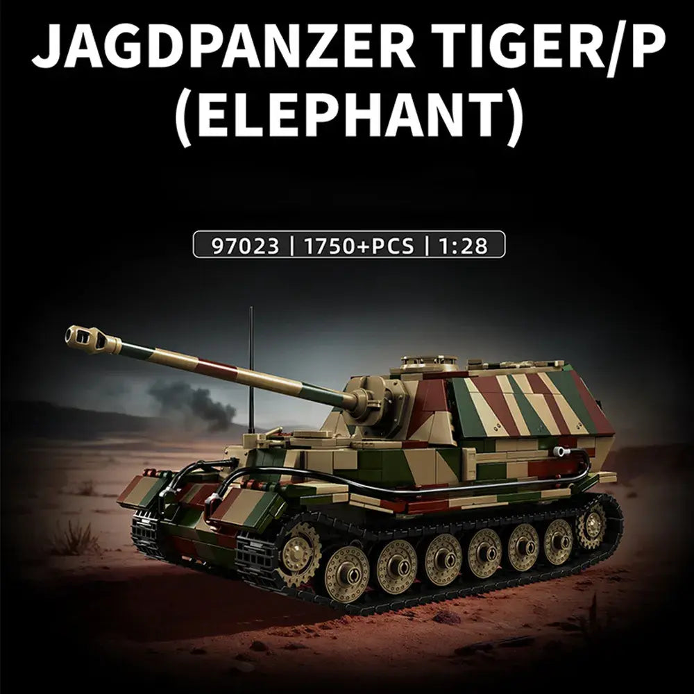 12GO 97023 - Jagdpanzer Tiger (Elephant) Tank - vue 7 | Power Blockz