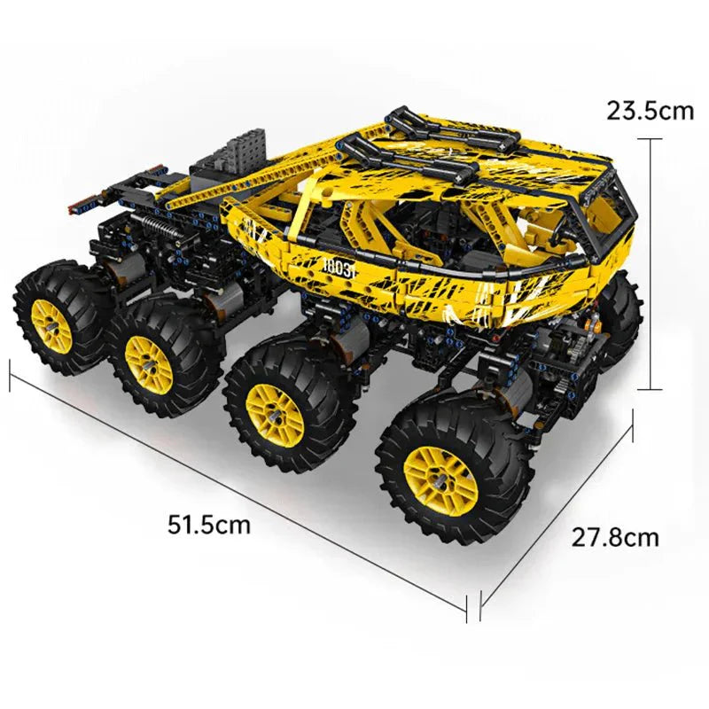 Mould King 18031 - Remote Controlled - Red - 8-Wheel Drive Off-Roader - vue 10 | Power Blockz