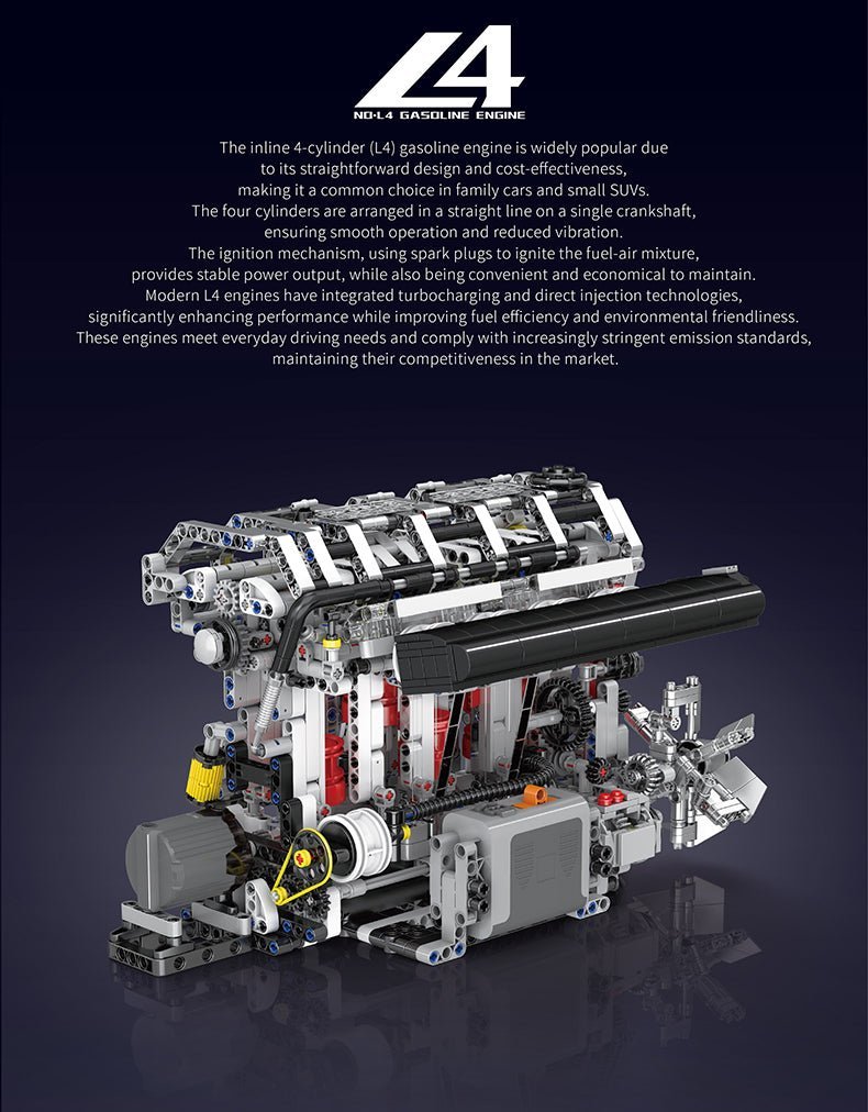 Mould King 10087 - Functional Inline 4-Cylinder L4 Gasoline - vue 5 | Power Blockz