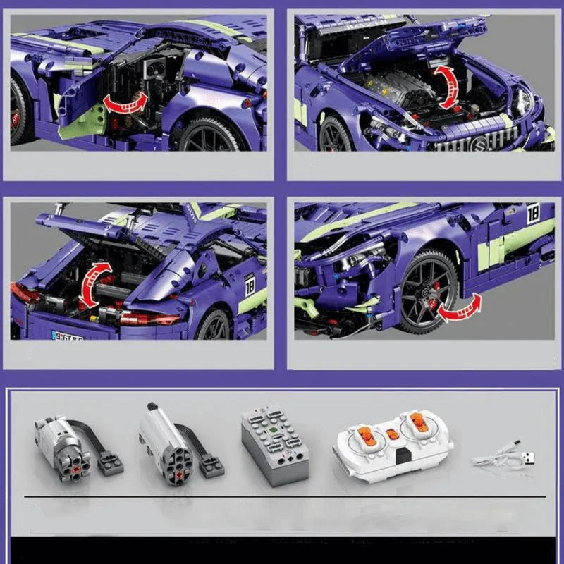 Sembo 701028 - Static Version - Track-Bred GTR Purple Coupe - vue 3 | Power Blockz