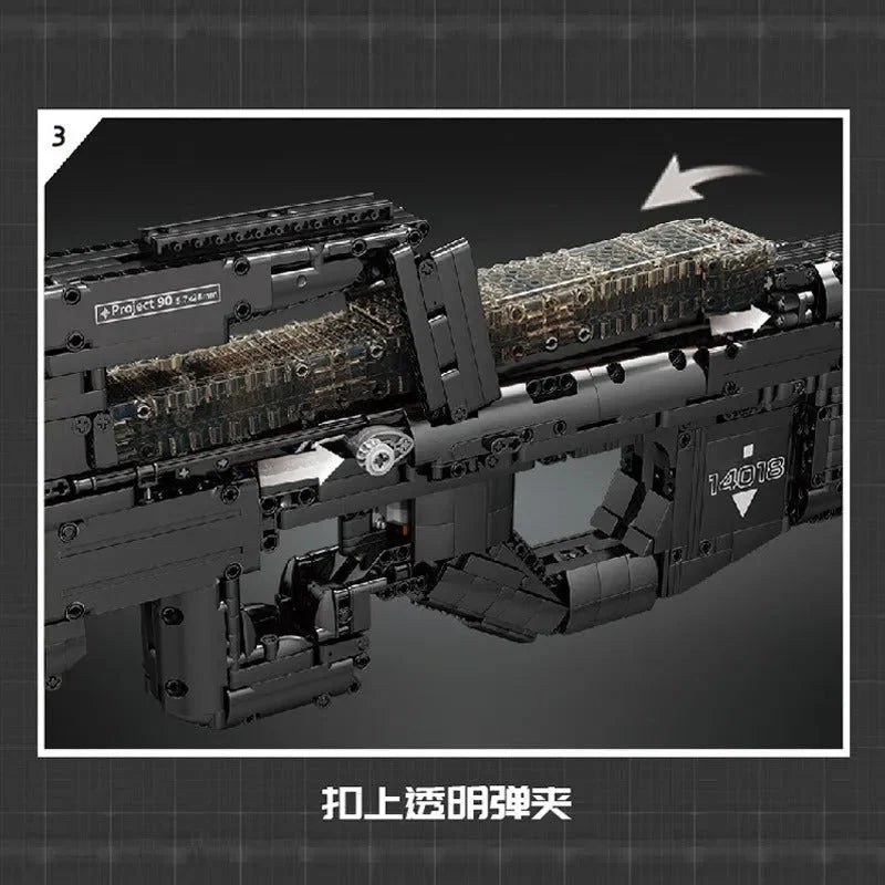Mould King 14018 - Motorized P90 SMG - vue 4 | Power Blockz