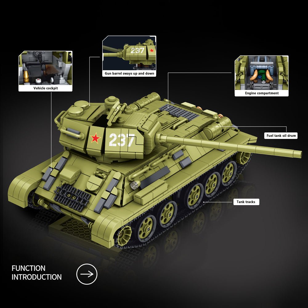 Panlos 632014 - Static Version - T-34 tank - vue 3 | Power Blockz