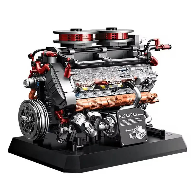 12GO 95008 - German Tiger V8 Tank Engine | Power Blockz