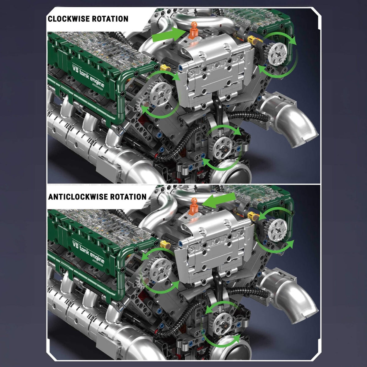 Mould King 10182 - Functional V8 Tank Engine - vue 7 | Power Blockz