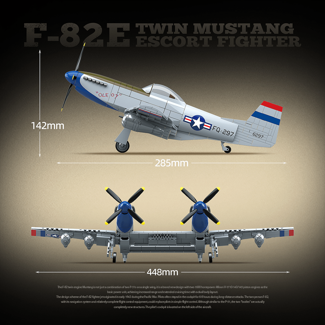 Quanguan 100281 - Twin-Fuselage Escort Fighter - vue 5 | Power Blockz