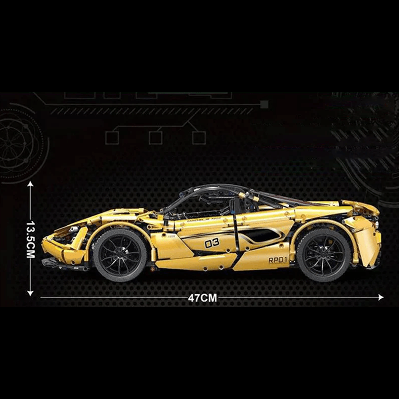 Mould King 13145 - Twin-Turbo 720 Supercar Yellow - vue 5 | Power Blockz