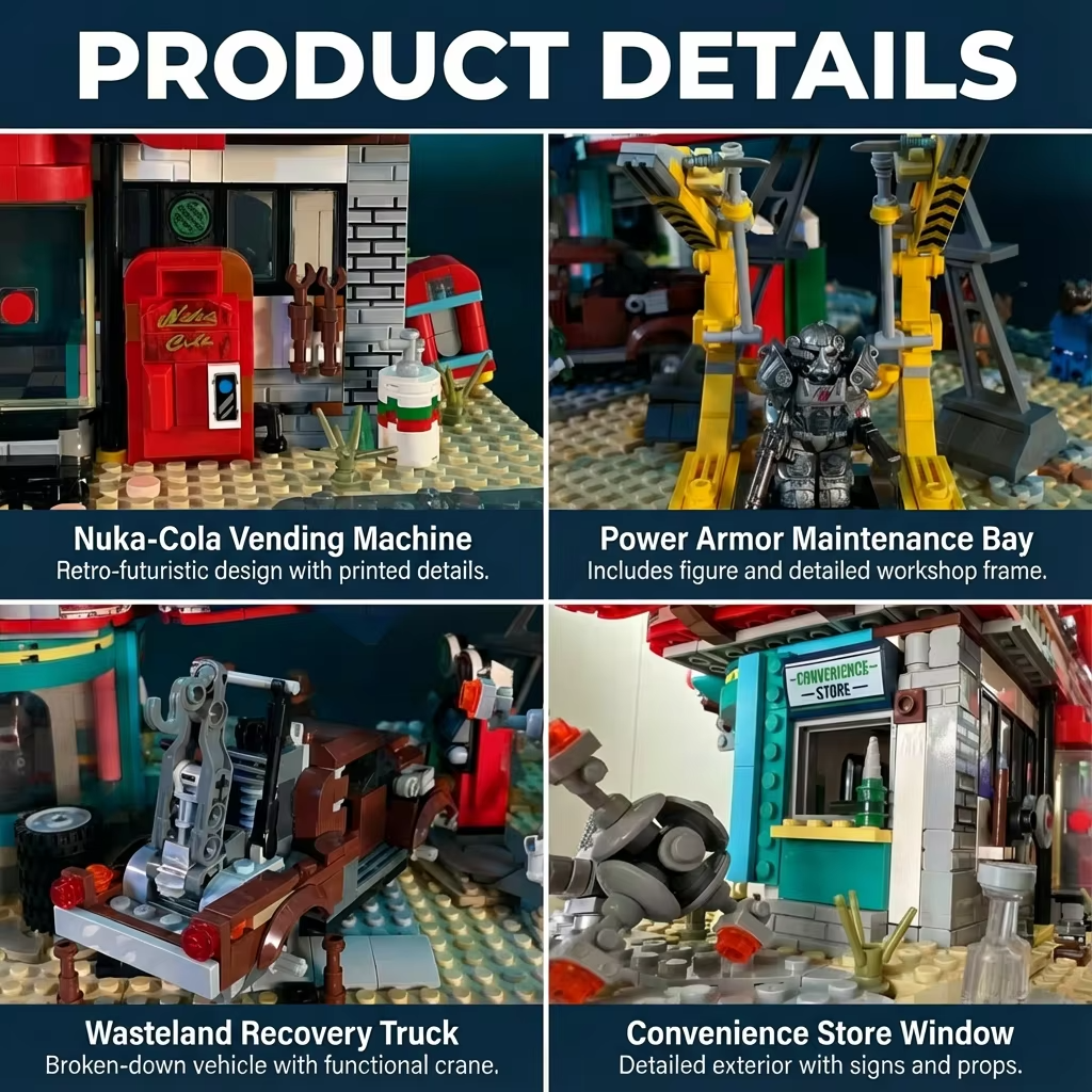 YM001 - Red Rocket Abandoned Gas Station Fallout - vue 3 | Power Blockz