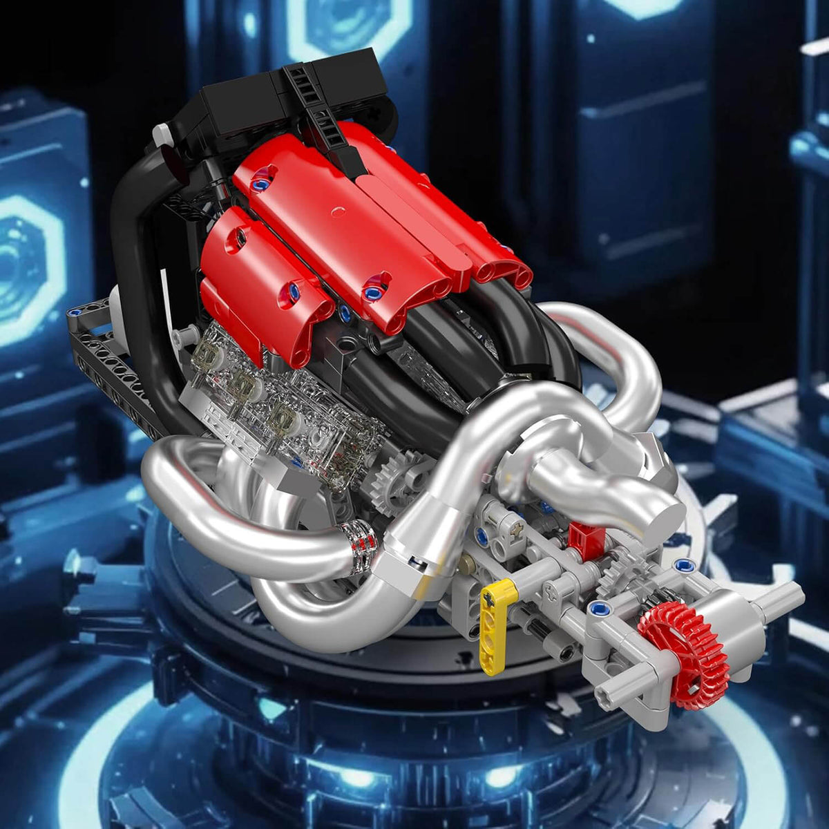Mould King 10188 - V8 Formula 1 Engine - vue 7 | Power Blockz